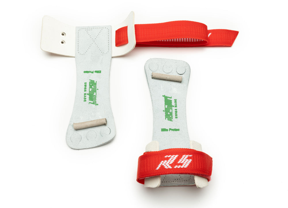 Reisport® Men's Elite Protec High Bar Grips up and down view on white background