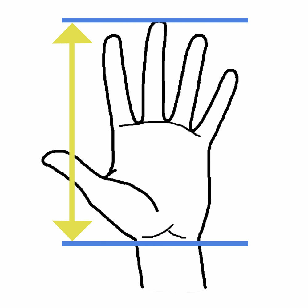 
                  
                    Load image into Gallery viewer, measure from base of palm to tip of center finger for Reisport Men&amp;#39;s High Bar Grips - Hook/Loop
                  
                